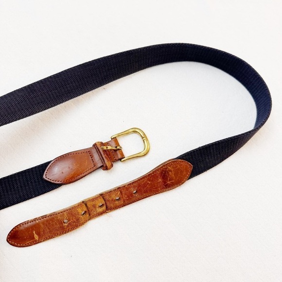 Coach Canvas Leather Accent Belt Brass Buckles 38” - Picture 4 of 5